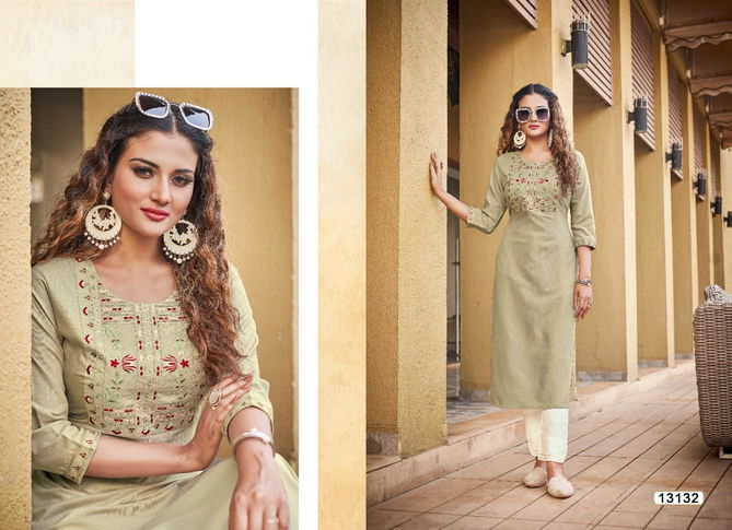 Kivi Liza Fancy Ethnic Wear Rayon Designer Embroidery Kurti Collection